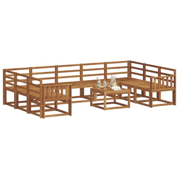 vidaXL Комплект дивани за открито 10 pcs Естествен