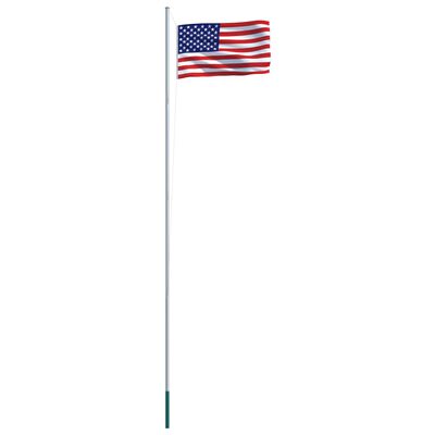 vidaXL Флаг на САЩ и алуминиев флагщок, 6,2 м