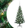 vidaXL Изкуствена коледна елха с подсветка Зелен 120 cm PVC и метал