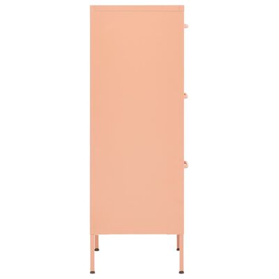 vidaXL Шкаф за съхранение, розов, 42,5x35x101,5 см, стомана