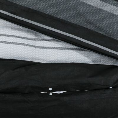 vidaXL Комплект спално бельо, черно и бяло, 135x200 см, памук