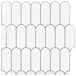vidaXL Плочка с перо 10 pcs Бяло сиво 30 x 30 cm Полиуретан и PET