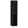 vidaXL Висок шкаф, черна, 34,5x34x180 см, инженерно дърво