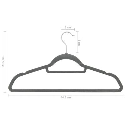 vidaXL 100 бр Комплект закачалки за дрехи антиплъзгащи сиво кадифе