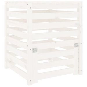vidaXL Компостер, бял, 63,5x63,5x77,5 см, борово дърво масив