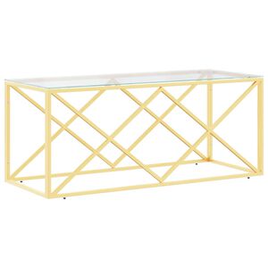 vidaXL Маса за кафе 110x45x45 cм неръждаема стомана и стъкло