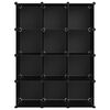 vidaXL Органайзер с кубични отделения, 12 куба, черен, PP