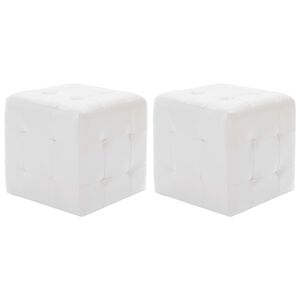vidaXL Пуфове, 2 бр, бели, 30x30x30 см, изкуствена кожа