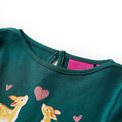 Детска тениска с дълъг ръкав, тъмнозелена, 92
