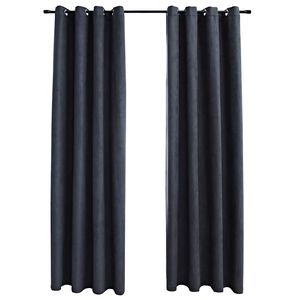 vidaXL Затъмняващи завеси с метални халки, 2 бр, антрацит, 140x175 см