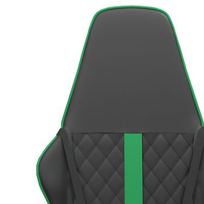 vidaXL Гейминг стол, черно и зелено, изкуствена кожа