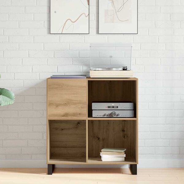 vidaXL Шкаф за грамофонни плочи с рафт дъб артизан 85 x 38 x 89 см