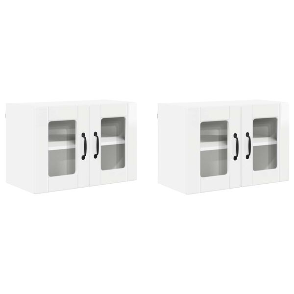 vidaXL Кухненски шкаф с рафт 2 pcs Лъскаво бяло 60 x 31 x 40 см