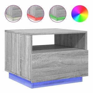 vidaXL Маса за кафе с LED осветление, сив сонома, 50x49x40 см
