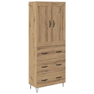vidaXL Висок шкаф с чекмедже Дъб 69,5 x 34 x 180 см Инженерно дърво