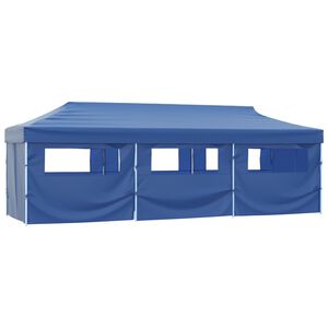 vidaXL Сгъваема шатра с 8 странични стени, 870x291x315 см, синя