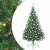 vidaXL Изкуствена коледна елха с подсветка Зелен 210 cm ПВЦ