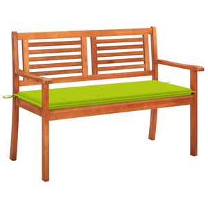 vidaXL 2-местна градинска пейка с възглавница, 120 cм, евкалипт масив