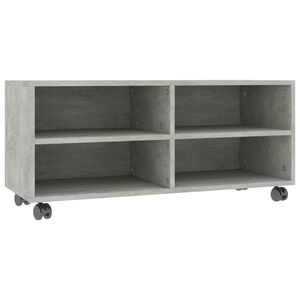 vidaXL ТВ шкаф с колелца, бетоново сиво, 90x35x35 см, инженерно дърво