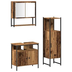 vidaXL Комплект мебели за баня с рафт 3 pcs Кафяво Инженерно дърво