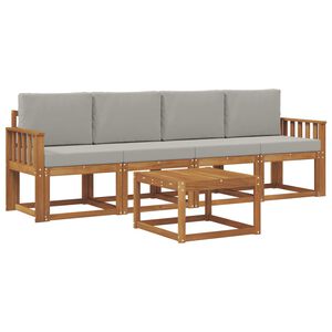 vidaXL Комплект дивани за открито 5 pcs Естествено и светло сиво