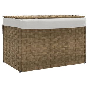 vidaXL Кош за пране с капак, 55,5x35x34 см, полиратан
