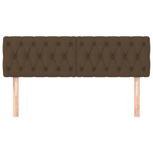 vidaXL Горни табли за легло, 2 бр, тъмнокафява, 72x7x78/88 см, плат