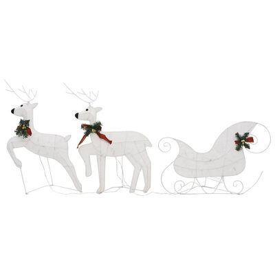 vidaXL Коледна украса елен и шейна, 60 LED, за открито, бяло