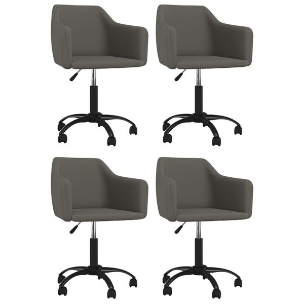 vidaXL Въртящи трапезни столове, 4 бр, тъмносиви, кадифе