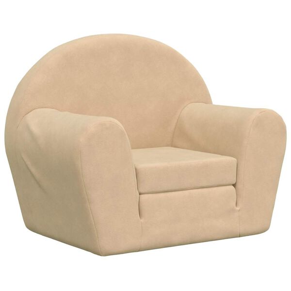 vidaXL Детски диван-легло кремав мек плюш