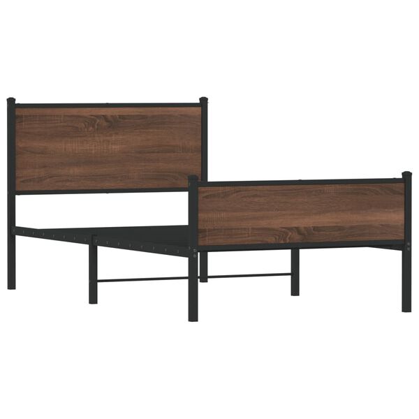 vidaXL Метална рамка за легло, без матрак, кафяв дъб, 107x203 см