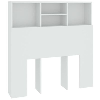 vidaXL Табла за легло тип шкаф, бяла, 100x19x103,5 см