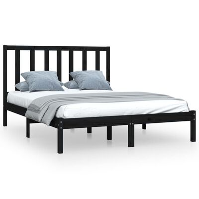 vidaXL Рамка за легло, черна, бор масив, 140х200 см