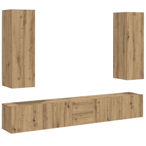 vidaXL Комплект от 5 части за стенен монтаж на телевизора