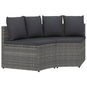vidaXL Градински комплект с възглавници, 2 части, полиратан, сив