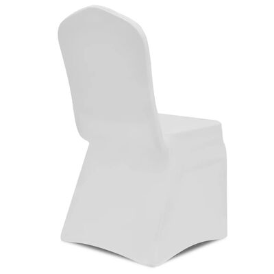 vidaXL Калъфи за столове, разтегателни, бели, 24 бр
