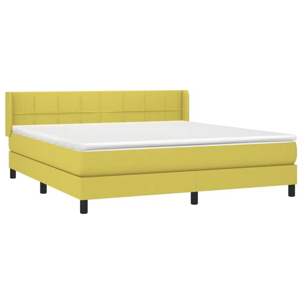 vidaXL Боксспринг легло с матрак, зелена, 180x200 см, плат