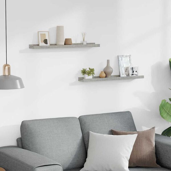 vidaXL Стенни рафтове, 2 бр, бетонно сиви, 60x9x3 см