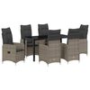 vidaXL Комплект за хранене в градината 7 pcs Сив полиратан