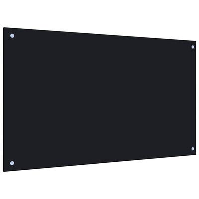 vidaXL Кухненски гръб, черен, 100x60 см, закалено стъкло