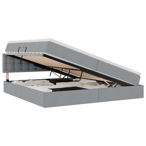 vidaXL Легло с място за съхранение и матрак Светлосиво 200 x 200 cm
