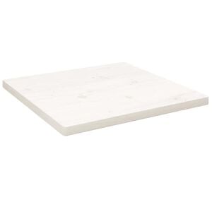 vidaXL Плот за маса, бял, 40x40x2,5 см, бор масив, квадратен