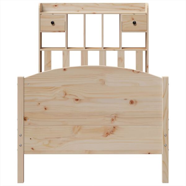 vidaXL Легло с рафтове за книги, без матрак, 100x200 см, бор масив