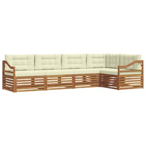 vidaXL Комплект дивани за открито 5 pcs Натурален и Крема