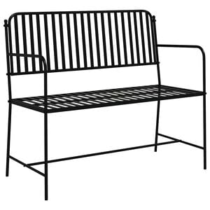 vidaXL Градинска пейка 2 -Seater 103,5 x 51,5 x 90 см Стомана Черно