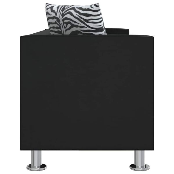 vidaXL 3-местен диван, изкуствена кожа, черен