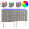 vidaXL LED горна табла за легло, светлосива, 200x5x118/128 см, кадифе