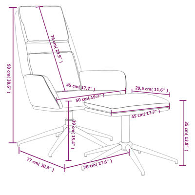 vidaXL Релаксиращ стол с табуретка, Кремав, микрофибърен текстил