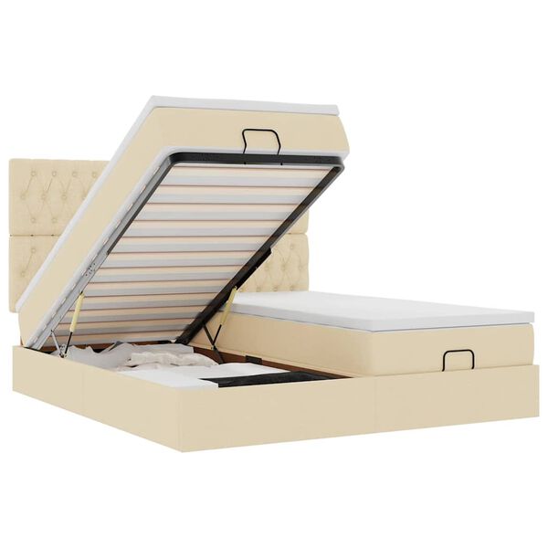 vidaXL Османска легло с матраци, кремаво, 180x200 см, плат