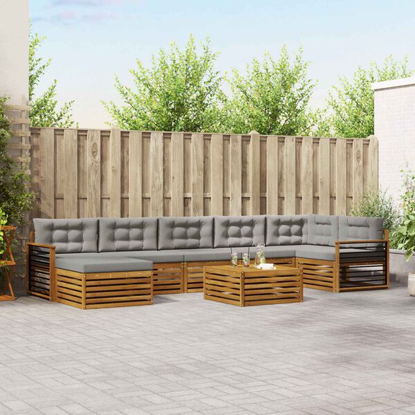 vidaXL Комплекти дивани с възглавница 8 pcs Естествено и светло сиво